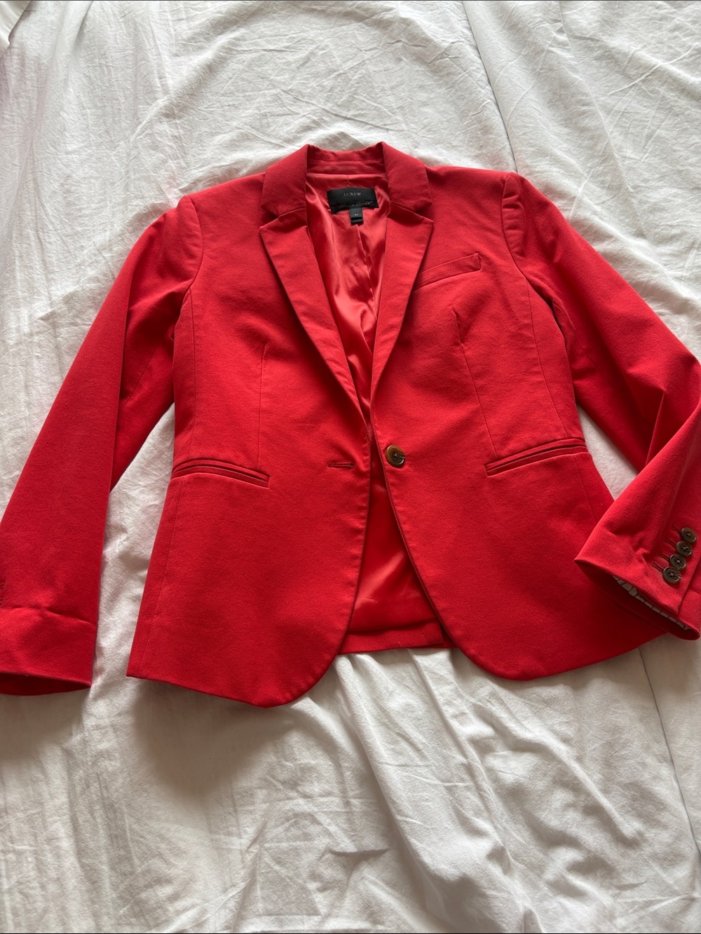 J Crew Women’s Red Tailored Blazer - Classic Single-Button Jacket